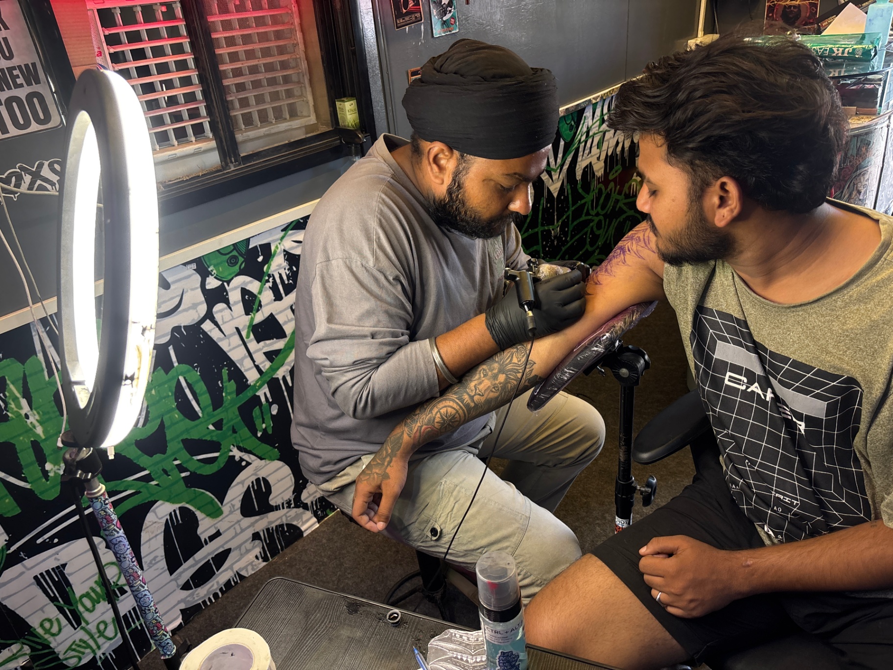 Sky Hangers tattoo — session second angle